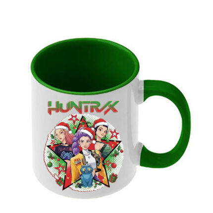 Χριστουγεννιάτικη κούπα Huntrix με σκούρα πράσινη λαβή και εσωτερικό