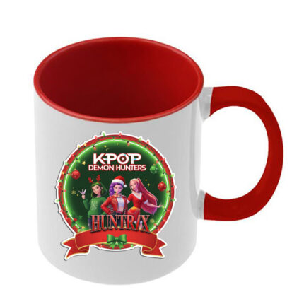 Χριστουγεννιάτικη κούπα Huntrix με κόκκινη λαβή και εσωτερικό