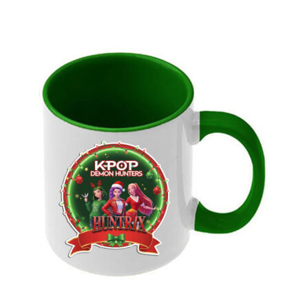 Χριστουγεννιάτικη κούπα Huntrix με σκούρα πράσινη λαβή και εσωτερικό
