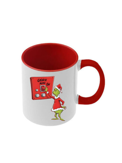 Κούπα Χριστουγεννιάτικη Grinch με κόκκινη λαβή και εσωτερικό
