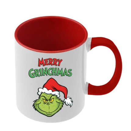 Κούπα Χριστουγεννιάτικη Grinch με κόκκινη λαβή και εσωτερικό