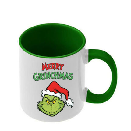 Κούπα Χριστουγεννιάτικη Grinch με σκούρα πράσινη λαβή και εσωτερικό