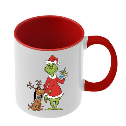Κούπα Χριστουγεννιάτικη Grinch με κόκκινη λαβή και εσωτερικό