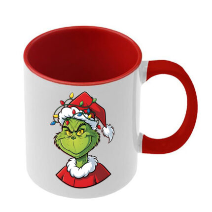 Κούπα Χριστουγεννιάτικη Grinch κόκκινη λαβή και εσωτερικό