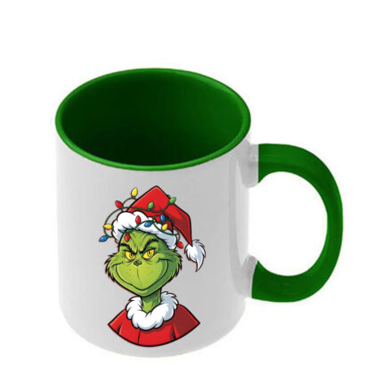 Κούπα Χριστουγεννιάτικη Grinch με σκούρα πράσινη λαβή και εσωτερικό