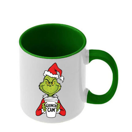 Κούπα Χριστουγεννιάτικη Grinch με σκούρα πράσινη λαβή και εσωτερικό