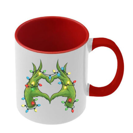 Κούπα Χριστουγεννιάτικη Grinch με κόκκινη λαβή και εσωτερικό