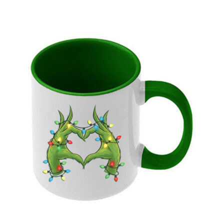 Κούπα Χριστουγεννιάτικη Grinch με σκούρα πράσινη λαβή και εσωτερικό