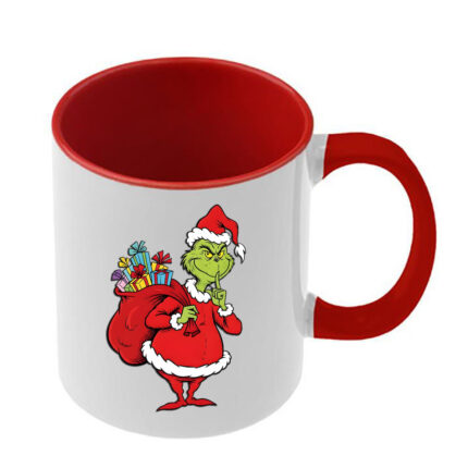 Κούπα Χριστουγεννιάτικη Grinch με κόκκινη λαβή και εσωτερικό