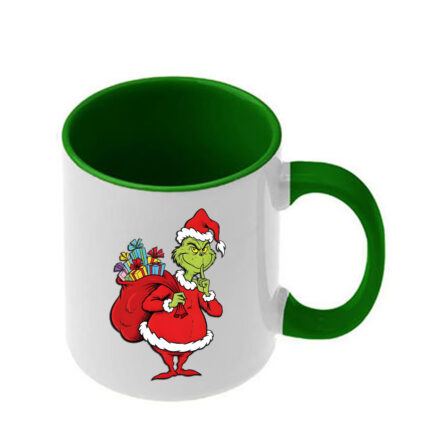 Κούπα Χριστουγεννιάτικη Grinch με σκούρα πράσινη λαβή και εσωτερικό
