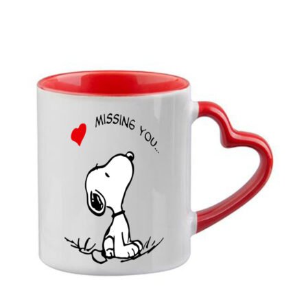 Κούπα Snoopy με κόκκινη λαβή καρδιά και εσωτερικό