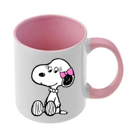 Κούπα Snoopy με ροζ λαβή και εσωτερικό