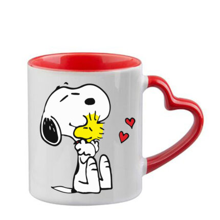 Κούπα Snoopy με κόκκινη λαβή καρδιά και εσωτερικό
