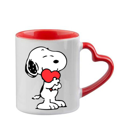 Κούπα Snoopy με κόκκινη λαβή καρδιά και εσωτερικό