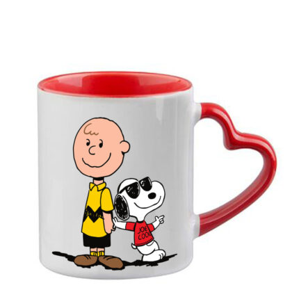 Κούπα Snoopy με κόκκινη λαβή καρδιά και εσωτερικό