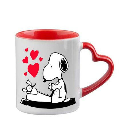 Κούπα Snoopy με κόκκινη λαβή καρδιά και εσωτερικό
