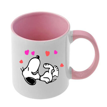 Κούπα Snoopy με ροζ λαβή και εσωτερικό