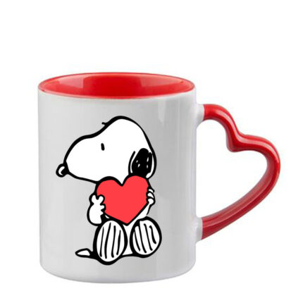 Κούπα Snoopy με κόκκινη λαβή καρδιά και εσωτερικό