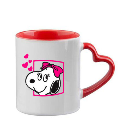 Κούπα Snoopy με κόκκινη λαβή καρδιά και εσωτερικό