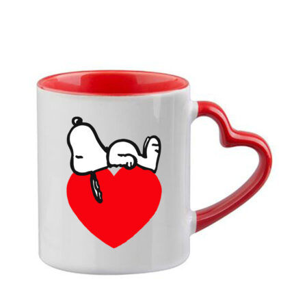 Κούπα Snoopy με κόκκινη λαβή καρδιά και εσωτερικό