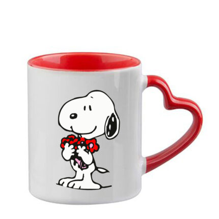 Κούπα Snoopy με κόκκινη λαβή καρδιά και εσωτερικό