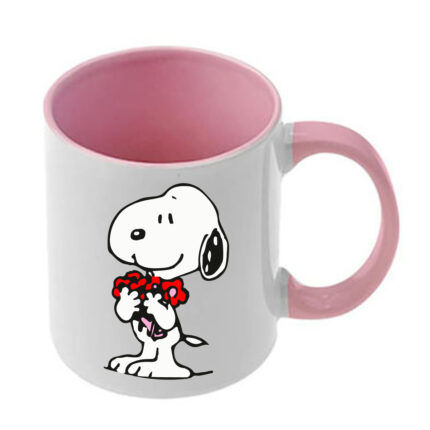 Κούπα Snoopy με ροζ λαβή και εσωτερικό
