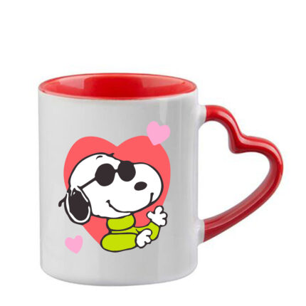 Κούπα Snoopy με κόκκινη λαβή καρδιά και εσωτερικό