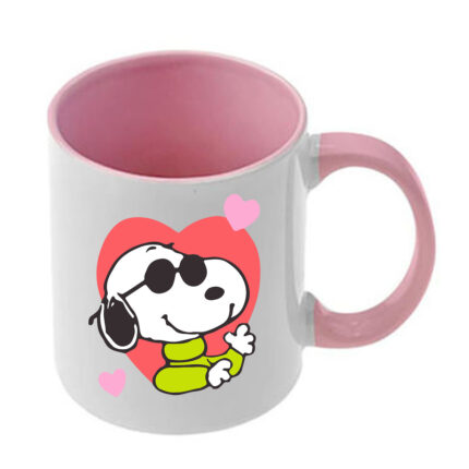 Κούπα Snoopy με ροζ λαβή και εσωτερικό