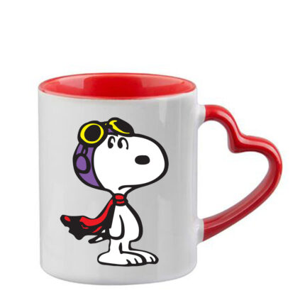 Κούπα Snoopy με κόκκινη λαβή καρδιά και εσωτερικό