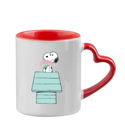 Κούπα Snoopy με κόκκινη λαβή καρδιά και εσωτερικό