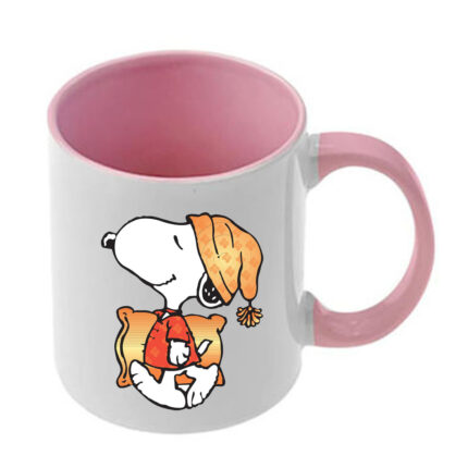 Κούπα Snoopy με ροζ λαβή και εσωτερικό