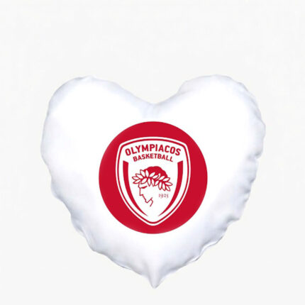 Μαξιλάρι Καρδιά σε διάσταση 41x39cm Ολυμπιακός Λευκό