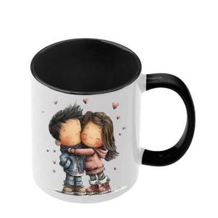 Κούπα Αγίου Βαλεντίνου COUPLES με μαύρη λαβή και εσωτερικό