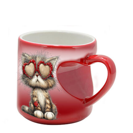 Μαγική κόκκινη κούπα Αγίου Βαλεντίνου Cute Animal με λαβή καρδιά