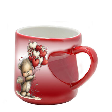 Μαγική κόκκινη κούπα Αγίου Βαλεντίνου Cute Animal με λαβή καρδιά