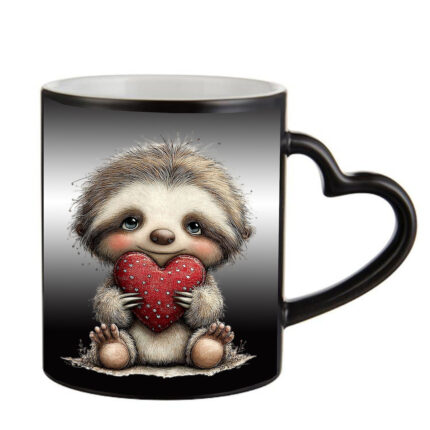 Μαγική μαύρη κούπα Αγίου Βαλεντίνου Cute Animal με λαβή καρδιά