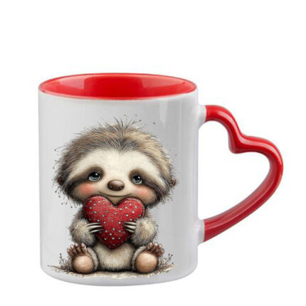Κούπα Αγίου Βαλεντίνου Cute Animal με κόκκινη λαβή καρδιά και εσωτερικό