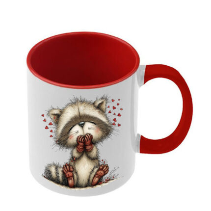 Κούπα Αγίου Βαλεντίνου Cute Animal με κόκκινη λαβή και εσωτερικό