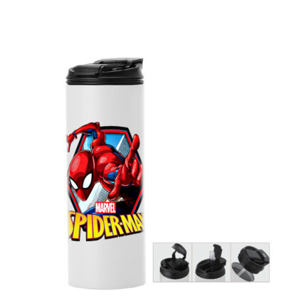 Μπουκάλι θερμός με διπλό καπάκι Spiderman 600ml Λευκό