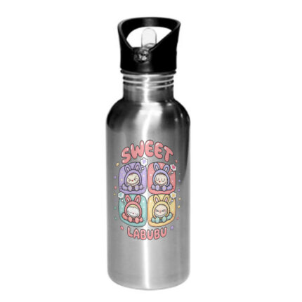 Παγούρι Labubu 600ml Ασημί