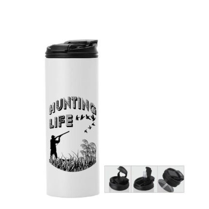 Μπουκάλι θερμός με διπλό καπάκι Κυνήγι 600ml Λευκό