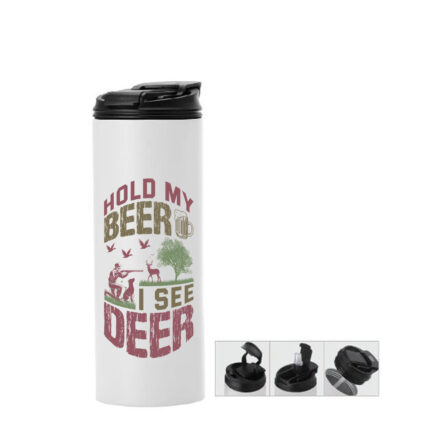 Μπουκάλι θερμός με διπλό καπάκι Κυνήγι 600ml Λευκό