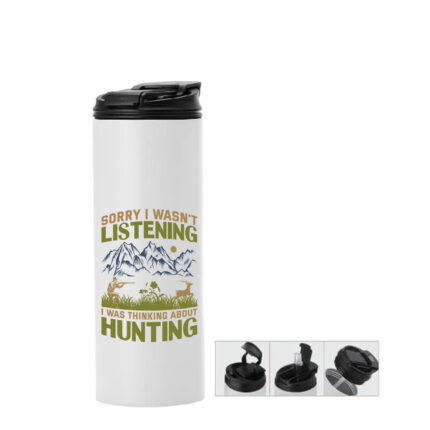 Μπουκάλι θερμός με διπλό καπάκι Κυνήγι 600ml Λευκό