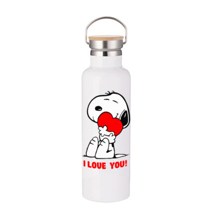 Μπουκάλι Θερμός Snoopy 750ml Bamboo Λευκό