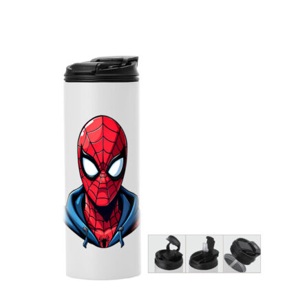 Μπουκάλι θερμός με διπλό καπάκι Spiderman 600ml Λευκό