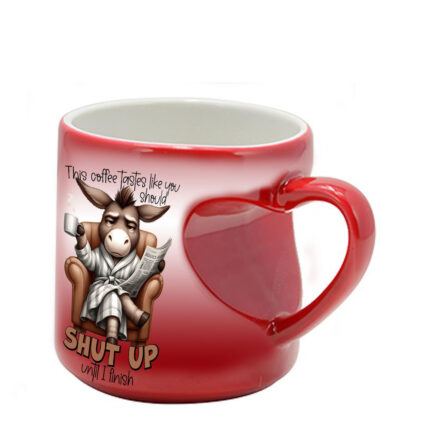 Μαγική κόκκινη κούπα Funny Animals με λαβή καρδιά