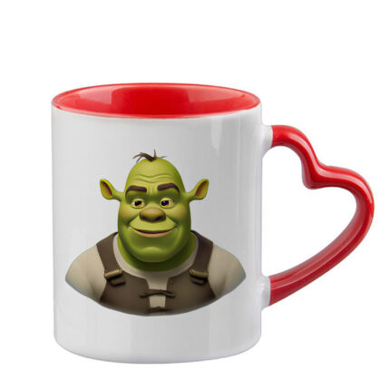 Κούπα Shrek Σρεκ με κόκκινη λαβή καρδιά και εσωτερικό