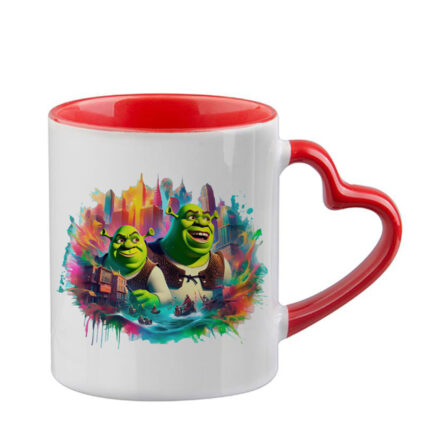 Κούπα Shrek Σρεκ με κόκκινη λαβή καρδιά και εσωτερικό