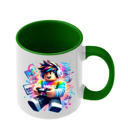 Κούπα Roblox με σκούρα πράσινη λαβή και εσωτερικό