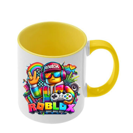 Κούπα Roblox με κίτρινη λαβή και εσωτερικό